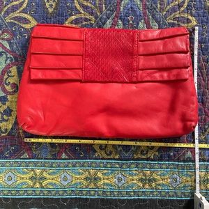 Red leather clutch (with hideaway shoulder strap)